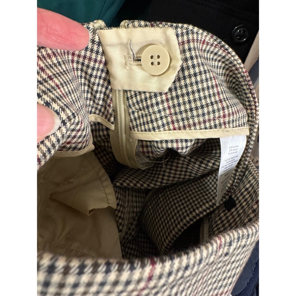 Talbots Chatham Ankle Pant 6 Plaid Check Side Zip Trousers Tan Red Preppy - Picture 8 of 9